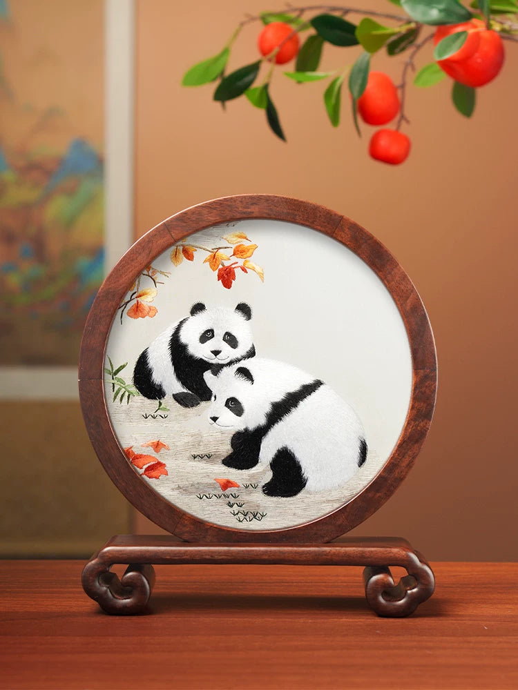 Panda and Maple Leaves