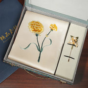 Carnation, Champagne / Scarf + Embroidered Brooch