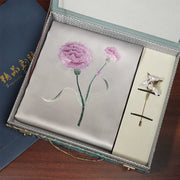 Carnation, Purple / Scarf + Embroidered Brooch