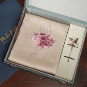 Peony, Pink / Scarf + Embroidered Brooch