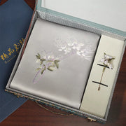 Wild Orchid, Lilac / Scarf + Embroidered Brooch