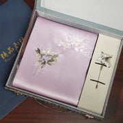 Wild Orchid, Purple / Scarf + Embroidered Brooch