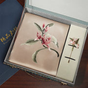 Magnolia, Pink / Scarf + Embroidered Brooch