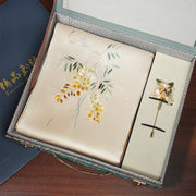 Wisteria, Champagne / Scarf + Embroidered Brooch