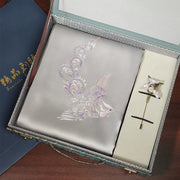 Phoenix, Purple / Scarf + Embroidered Brooch